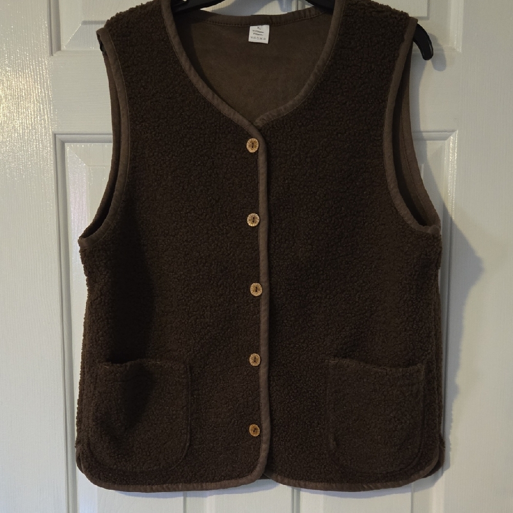 Brown Sleeveless Fleece Vest